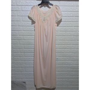 Shadow Line Women's Pink Nylon Embroidered Lace Embellished Night Gown Dress Siz